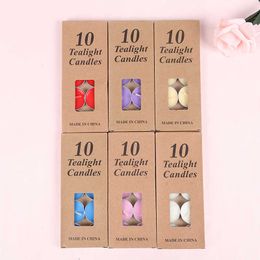 Scented 10 Pieces/Set Romantic Aromatherapy Tea Wax Birthday Wedding Party light Colour Candle