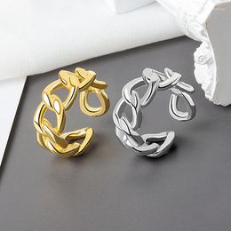 Wedding Rings Gold Silver Colour Chunky Chain Link Twisted Geometric For Women Vintage Open Adjustable 2023 Trendy