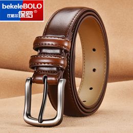 Belts New Fashion Men's Genuine Leather Belts Designer Belt for Man Pin Buckle with Leather Strap Business Dress Male Belts Z0228