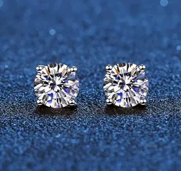 Wholesale Stud Real Moissanite Earrings 14K White Gold Plated Sterling Silver 4 Prong Diamond Earring For Women Men Ear