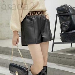Women's Shorts designer Designer Top Quality PU Leather Fashion F Elastic Belt Wide Leg Pants Loose Spring and Autumn A High Type Waist 9M7H