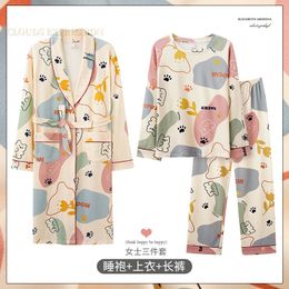 Women's Sleepwear Spring Autumn Elegant Women's Pajamas Sets Pyjamas Long Sleeved Print Cotton Sleepwear Lady Pijamas Homewear Nightgown Fashionn 230303