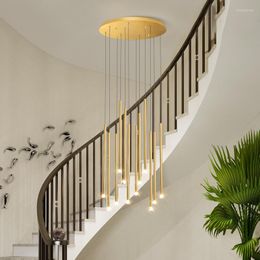 Pendant Lamps Northern Europe Villa El Penthouse Staircase LED Chandelier Simple Modern Light Luxury Decorative