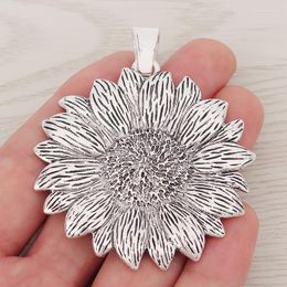 Pendant Necklaces 3 X Tibetan Silver Large Sunflower Sun Flower Charms Pendants Fit Necklace Jewellery Making Findings 69x56mm