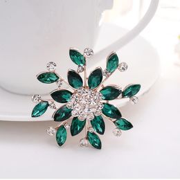 Brooches TODOX Women Green Crystal Rhinestone Big Circle Sunflower Button Coat Wedding Bouquet Clothes Decoration Man Gift