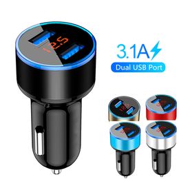 Car Charger 3.1A Quick Charge Dual Double USB Port LED Display Cigarette Lighter Universal Phones