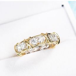 Wedding Rings Size 5-10 Top Selling Luxury Jewelry Vecalon 10KT Yellow Gold Filled Brand Desgin White Clear 5A CZ Enternity Women Ring