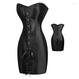 Women's Shapers Special Long Waist Corsets And Bustiers Gothic Clothing Black Polyester Corset Dress Spiked Shapper Plus Size S-6XL