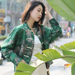 Women's Jackets Chinese Wind Cheongsam Tang Suit Jacket Stand-up Collar Single-breasted Fragrant Cloud Yarn Silk 2023 Spring Sum