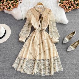 Casual Dresses High-End Custom Ladies Tweed Patchwork Lace Luxury Embroidery Evening Dress 2023 Sequins Beading Sexy Formal Women Party
