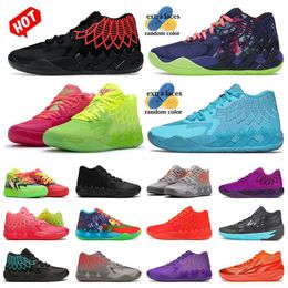 Autentico LaMelos Ball MB.01 Rick And Morty Scarpe da basket sneakers basse da uomo scarpe da ginnastica outdoor Galaxy Nero Red Blast Hornets Away RicMort Red Blast Phenom