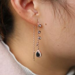 Stud Earrings Fine Jewellery Delicate Girl Women Ear Tiny Cz Red Black Big Zircon Minimalist Long Chain Earring