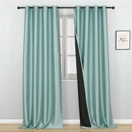 Curtain Seafoam Faux Silk Blackout Curtains Thermal Insulated For Living Room Bedroom Window Treatment Darkening Soundproof