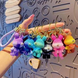 Creative cartoon resin wool bear keychain Creative couple schoolbag Bear pendant Female exquisite car key Party Favour