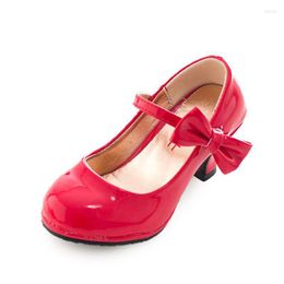 Flat Shoes Children's Leather Girls High Heels Fashion Tide Kids 2023 Sweet Princess In Virgin 5-6-8-9-11 Years