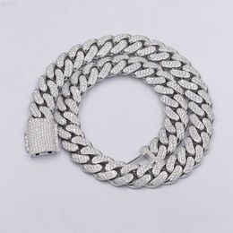 Customised 18mm Wide 2 Rows Moissanite Diamond 925 Sterling Silver Cuban Link Chain for Mens Hiphop Jewellery