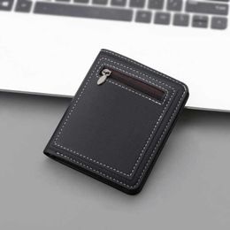 Wallets Business Men Wallet Blackbrown Short Male Purse PU Leather Card Holder Wallet Case 2022 Man Money Bag Zipper Coin PurseL230303