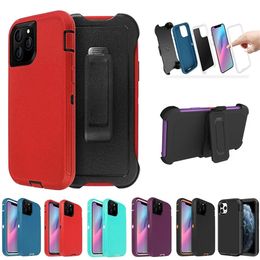 Heavy Duty Shockproof Military Armour Defender Cases Come With Belt Clip/Holster For iPhone 14 Pro Max 13 12/12Pro 11 Pro Max Xr XsMax X/XS 7 8 Plus 3 In 1 Phone Cover