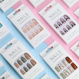 Fake Nails 24pcs/set Transparent Acrylic Seamless Full Half Cover Beauty False Nail Decor French Manicure Tools