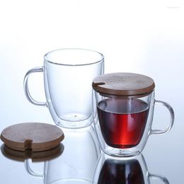 Wine Glasses Glass Coffee Mugs Double Wall Tea Latte Cups With Bamboo Lid For Cappuccino Macchiato Juice Milk Iced Beverages