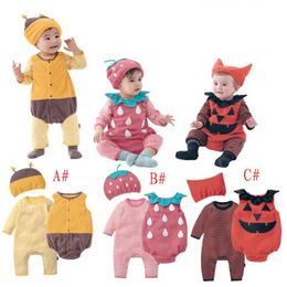 Jumpsuits Baby girl outfit strawberry costume full sleeve romperhatvest infant halloween festival purim pography clothing 024M 230303