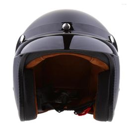 Motorcycle Helmets Matte Black Retro Universal 3/4 Open Face Helmet W/ Sun Visor S M L XL