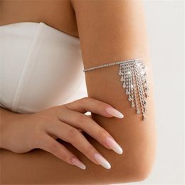 Bangle 2023 Crystal Open Long Tassel Arm Chain Armband Hand Jewellery For Women Rhinestone Bridal Upper