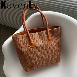 8Summer Shoulder Bag Rattan Weave Large Size Tote Bag Bohemia Beach Fashion Straw Woven Box Design Ladys Rattan Handbag 230303