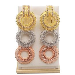 Dangle Earrings Crystal Fashion Jewelry Bling Stud Round Ring Rose Gold For Women Wedding & Chandelier