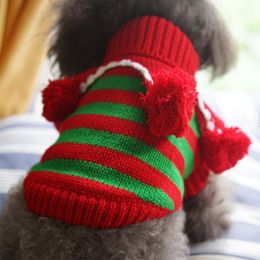 Dog Apparel XXS-L Christmas Thicken Sweater Pet Clothes Red Turtleneck Stripe Cat Coat Full Size Winter Warm Daily Party Accessories