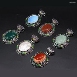 Pendant Necklaces Yachu Opal Amethyst Agate Natural Stone Gem Shell Alloy Egg MakingDIY Necklace Earring Accessorie Charm Gift Deco50x80mm