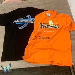Men's T-Shirts Summer T Shirt Black Orange Cotton Embroidery VTM Short Sleeve Loose Oversized VTM T-Shirts for Men Women T230303