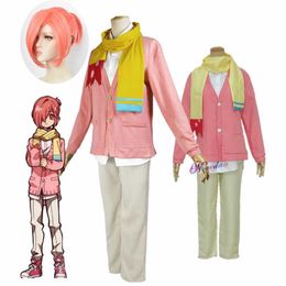 Anime Costumes Mitsuba Sousuke Cosplay Anime Jibaku Shounen Toilet Bound Hanako kun Cosplay Come Pink Wig Uniform Z0301