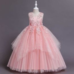 Girl's Dresses Children Girls Lace Princess Evening Dress Prom Wedding Birthday Party Catwalk Dress Flower Girl Dresses for Weddings Kids