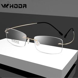 Sunglasses Frames Screwless Titanium Alloy Rimless Glasses Prescription Myopia&Hyperopia Optical Glass Frame Square Frameless F861 Fashion