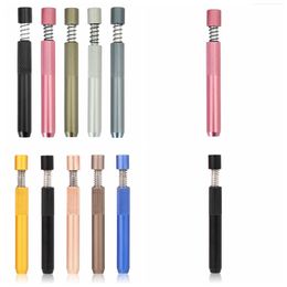 Latest Colorful Aluminium Alloy Smoking Portable Press Spring Dry Herb Tobacco Cigarette Holder Catcher Taster Bat One Hitter Filter Mouthpiece Dugout Pipes Tips