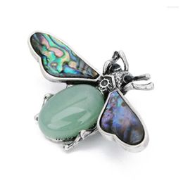 Pendant Necklaces FYJS Unique Jewelry Silver Plated Honeybee Shape Many Colors Quartz Stone And Abalone Shell