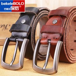 Belts Natural cowhide belt for men's hard metal buckle soft original cowhide mens leather belt unique texture real leather jeans belt Z0228