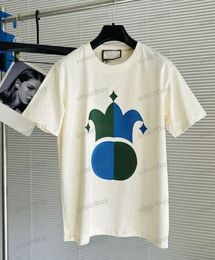 xinxinbuy Men designer Tee t shirt 23ss crown clown label short sleeve cotton women Black blue White Khaki brown XS-2XL