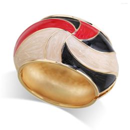 Bangle Big Size Enamel Colorful Statement Bracelet For Women Gold Plated Multicolor Striking Fashion Cuff Bracelets