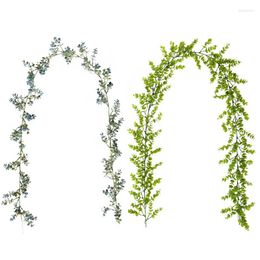 Decorative Flowers 5 Pcs Plastic Eucalyptus Money Leaf Artificial Fake Plants Hanging Faux Plant Garland And Willow Vine For Wedding