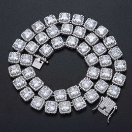 Catena a maglia cubana personalizzata intarsio grande 6,5 mm rotondo brillante pietra cz pietra S925 collana in argento zircone catena cubana gioielli da uomo