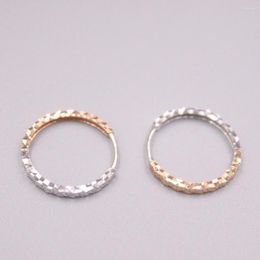Hoop Earrings Real 18K Multi-tone Gold Woman Luck Full Star Stamp Au750 16x1.5mm
