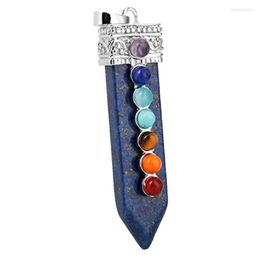 Pendant Necklaces FYJS Unique Silver Plated Sword Shape Lapis Lazuli Healing Chakra Blue Sand Stone Jewellery