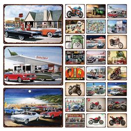 Metal Painting Retro Classic Car Motorcycle Wall Decor Vintage Posters Metal Sign Plaque Garage Home Decoration Poster Tin Sign Iron Painting 30X20cm W03