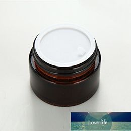 High-end Refillable Amber Glass Facial Cream Sample Empty Jar Containers 50pcs Gramme Brown Makeup Face Cream Bottle Packaging With White Inner Lid 50ML