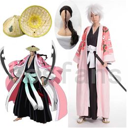 Anime Costumes Bleach Cosplay 8th Division Captain Kyouraku Shunsui Cloak Unisex Pink Cape Shinigami Kimono Kurosaki Ichigo Black Top Pants Z0301