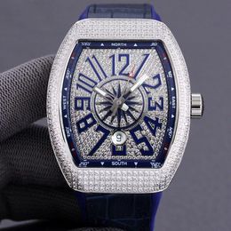 Fashion men's automatic watch stainless steel case with full diamond design is suitable for all kinds of parties