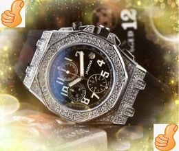 First-class quality Famous Mens Stopwatch Watches Diamonds Ring Japan Super Quartz Endurance Pro Chronograph Avenger Rubber Stainless Steel Belt Calendar Watch