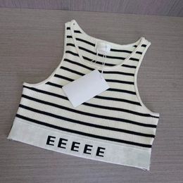 Fashion Crop Top Classic Sexy Navel Tops Sport Tee Luxury Camis Trendy Design Women Summer Knitted Stripes Cotton Vest Girls Backless Camisoles